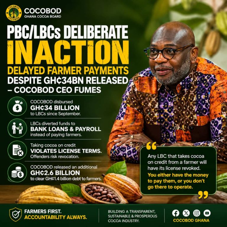 PBC/LBCs deliberate inaction delayed farmer payments despite GH¢34bn released – COCOBOD CEO fumes